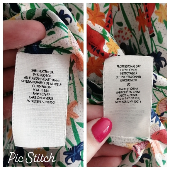 Alice + Olivia Bird and Floral Print Colourful Silk Button Blouse Small - Picture 12 of 16